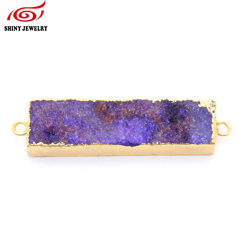 Золотой Druzy разъем для женщин бар Geode Drusy Кулон фиолетовый зеленый розовый