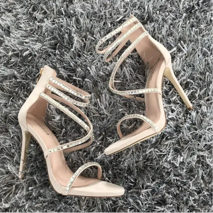JCSZ beige Брендовые Модные женские босоножки; пикантные босоножки на высоком каблуке; летние женские туфли с ремешком на щиколотке; женские свадебные туфли на высоком каблуке - Цвет: JCSZ beige