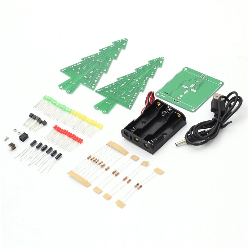 Трехмерное 3D Дерево LED DIY Kit красный/зеленый/желтый светодиодная вспышка цепи части электронный Забавный набор подарок