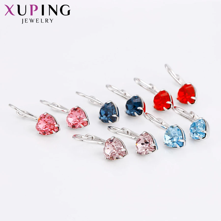 Женские серьги в форме сердца Xuping простые с кристаллами Swarovski ювелирное изделие