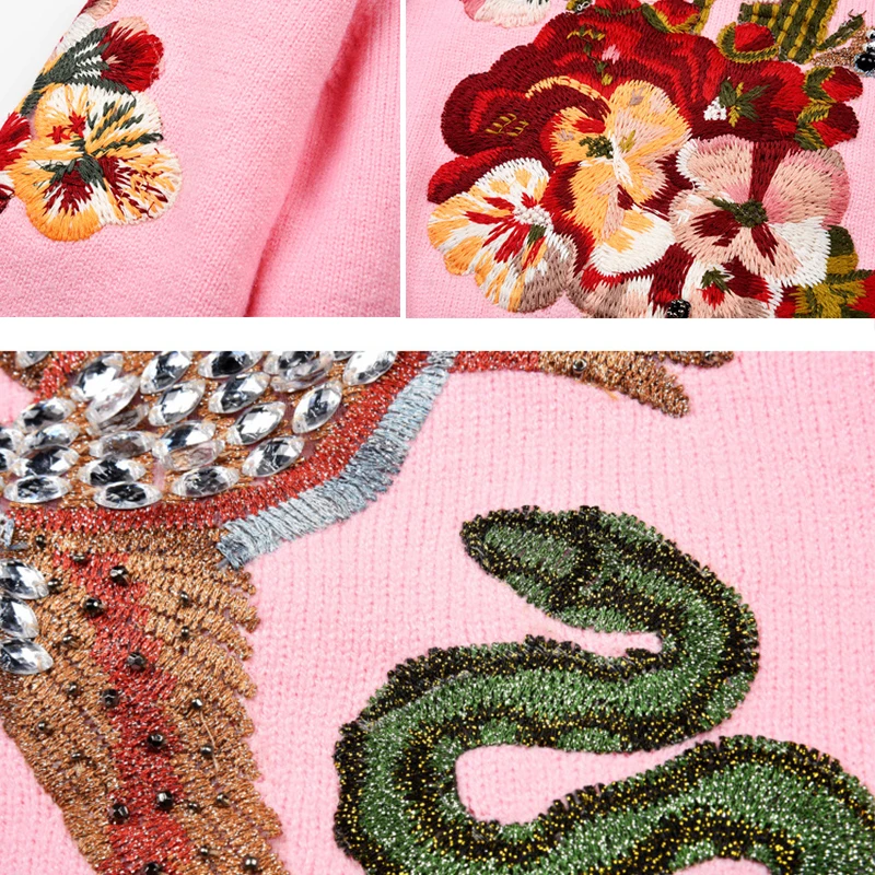 Женский свитер Trytree Повседневный хлопковый с круглым вырезом и вышивкой 3 цвета |