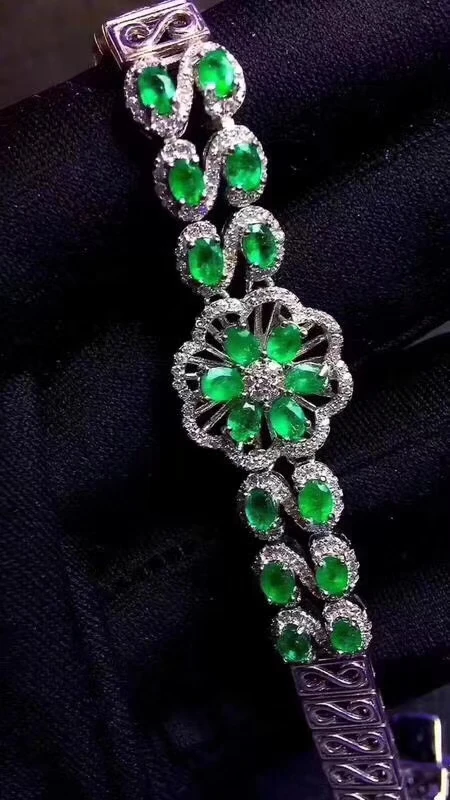 elegant charming green emerald gemstone bracelet for women jewelry natural real gem 925 sterling silver party birthday gift