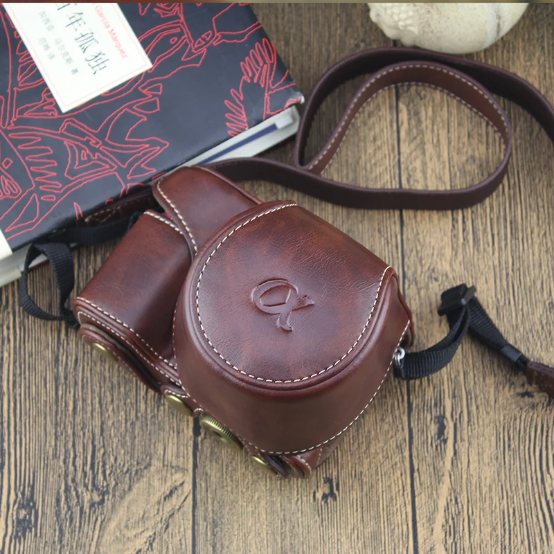 For Sony A6000 Camera Bag PU Leather Case with Shoulder Strap for A6000/A6300 NEX-6 16-50mm Lens | Электроника