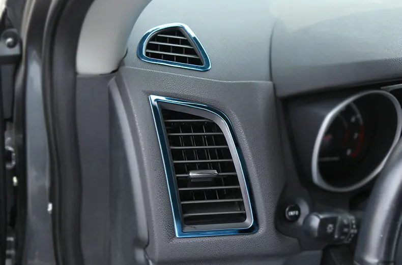 Для Mitsubishi ASX 2011 2012 2013 автомобильные аксессуары Нержавеющая сталь выходного отверстия автомобильного кондиционера, крышка - Название цвета: Синий