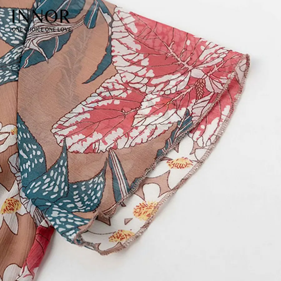 Женское Короткое платье-рубашка Innor шифоновое платье с v-образным вырезом длинным