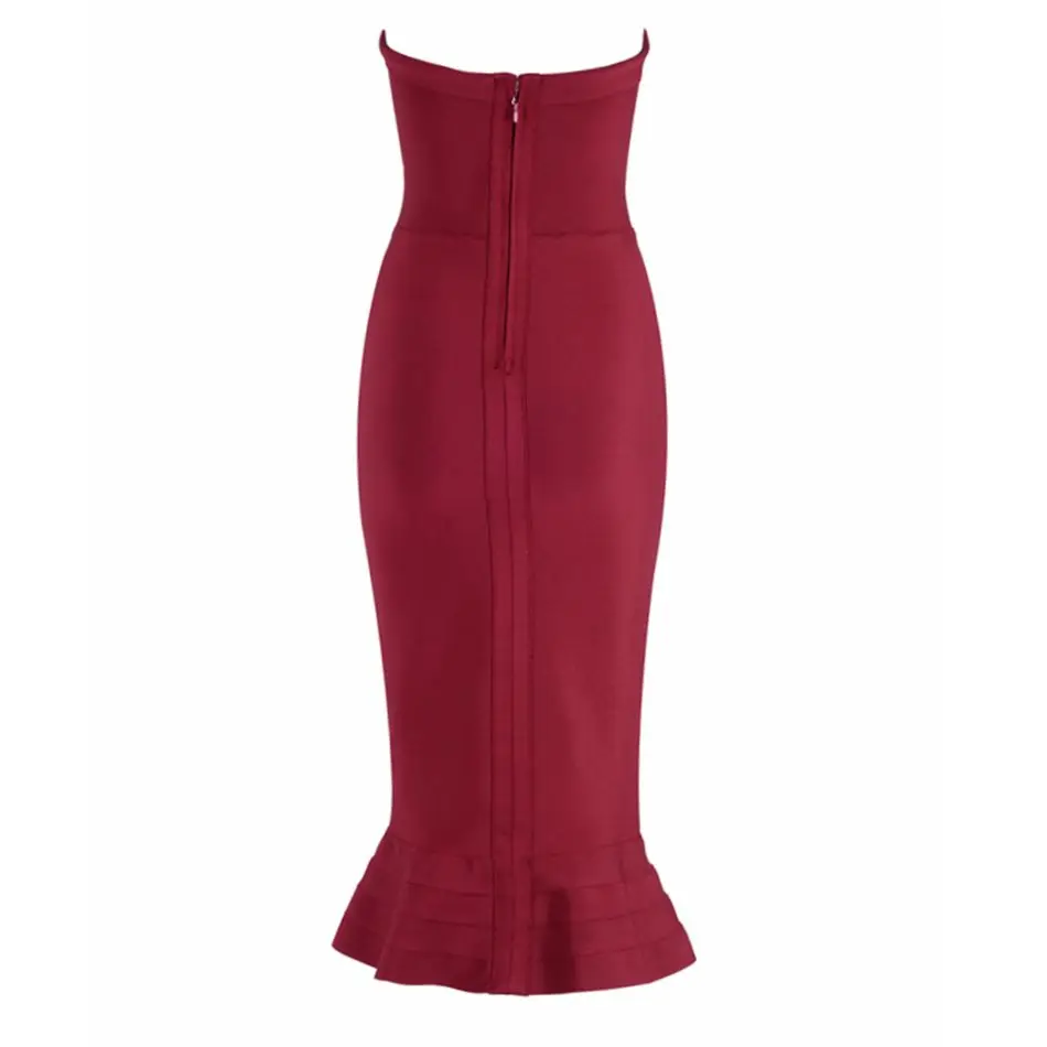 2019 New Sexy Off Shoulder Bandage Dress Summer Women Black Red Bodycon Strapless Fishtail Stretchy Robe Femme F-17 | Женская одежда