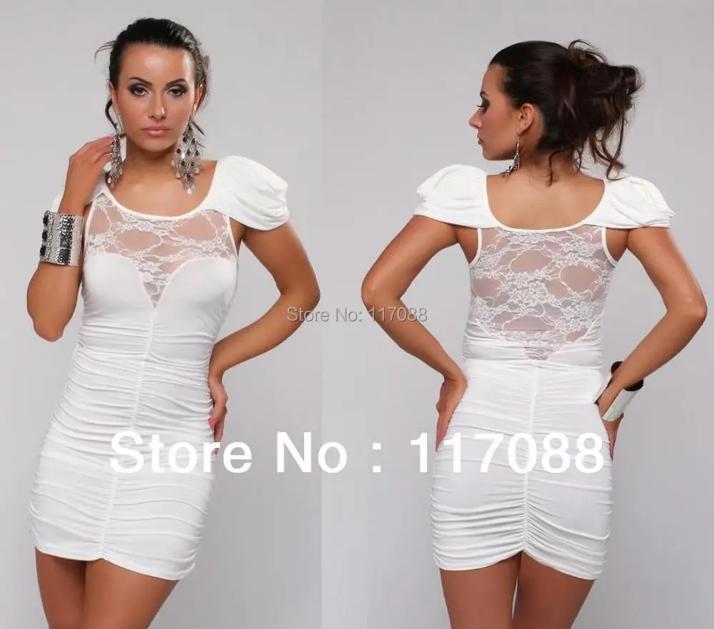 Акция 4 цветов! Бесплатная доставка черное сексуальное кружевное мини-платье