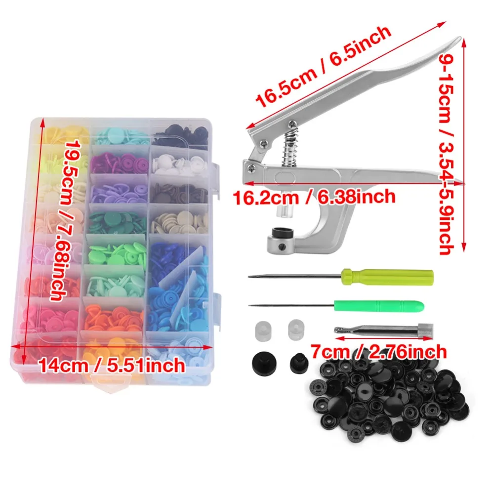 U Shape Fastener Snap Pliers Button T5 Plastic Resin Press Stud 375Pcs Buttons Machine Sewing Tool | Дом и сад