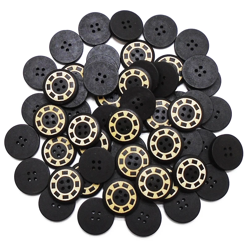

Wholesale 100PCs 200PCs 500PCs Black 25mm Laser Wheel Suit Big Wooden Buttons DIY Sewing Scrapbooking For Lady Clothes Handmade