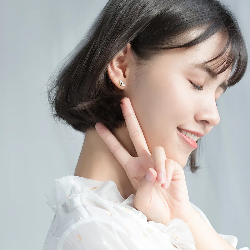 RYOUCUTE Настоящее 925 пробы серебро роскошный бренд корейский пчела серьги в форме подсолнечника для женщин Свадебные ювелирные изделия Pendientes