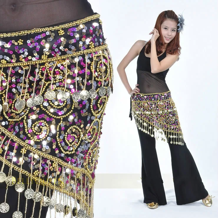 

New Tassel Belly Dance Clothes Accessories Sequin Triangle Belly Dance Belt Belly Dance Hip Skirt Scarf Wrap Waist Chain 89