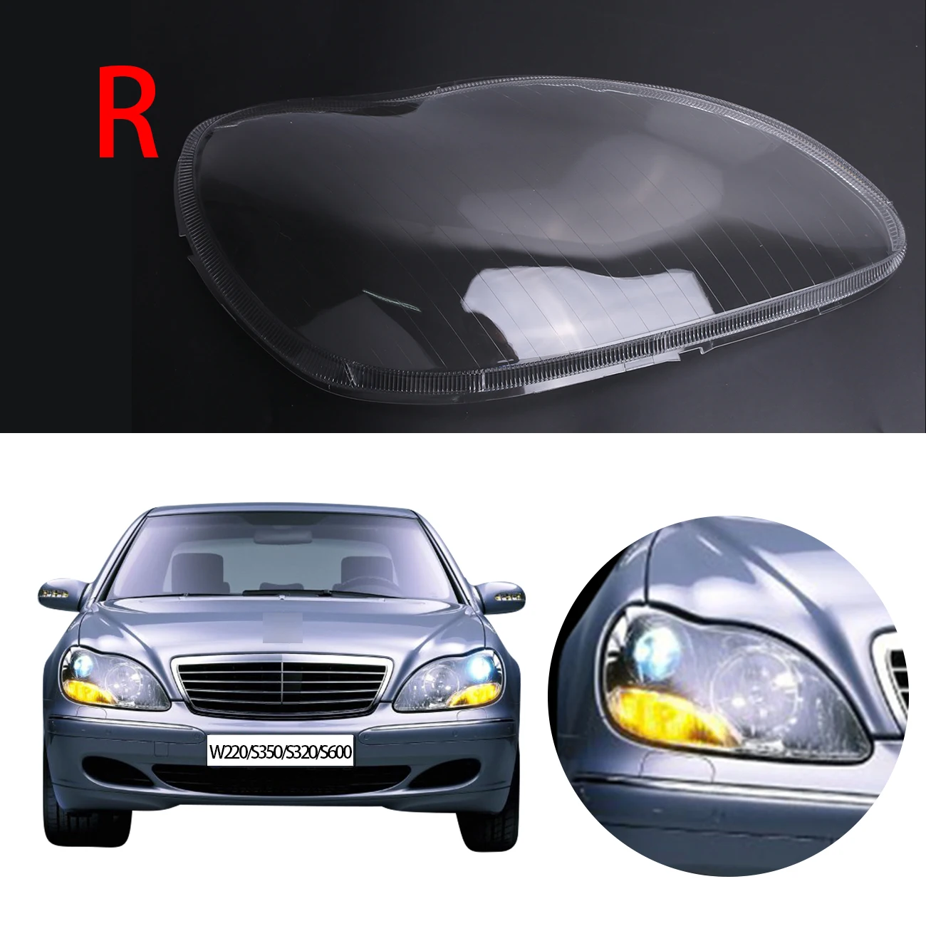 Прозрачный корпус для фар в сборе Mercedes Benz W220 S350 S600 S430 S500 amg 2000 2006 # PD555 R|mercedes headlight