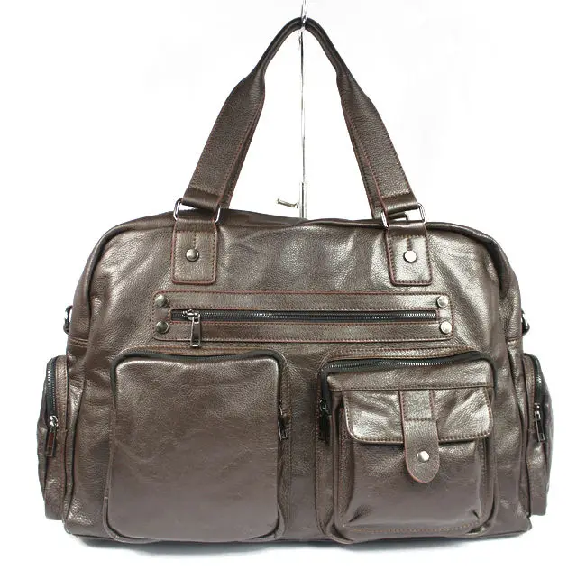Large Luggage Bag Genuine Leather Travel Men duffle large Shoulder Weekend Tote Big Brown | Багаж и сумки