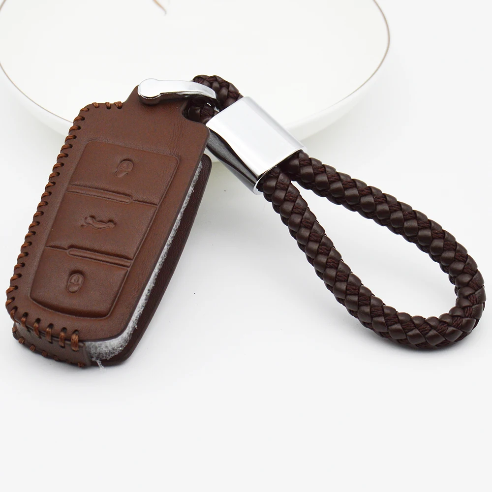 Кожаный чехол для автомобильного ключа с держателем ключей Volkswagen CC Passat B5 B6 3C B7 B8