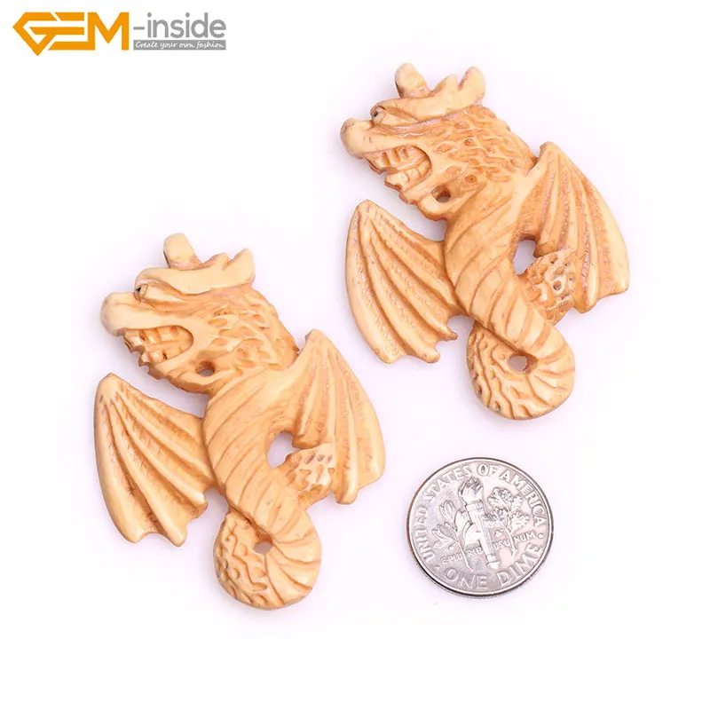 2 шт. резные Бусины В Форме Дракона с драгоценным камнем на выбор для изготовления