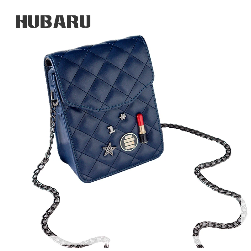 HUBARU Women Small Crossbody Bag Chains Belt Fashion Plaid &amp Badge Design Simple Flap Hasp Female Mini Messenger Girls | Багаж и сумки