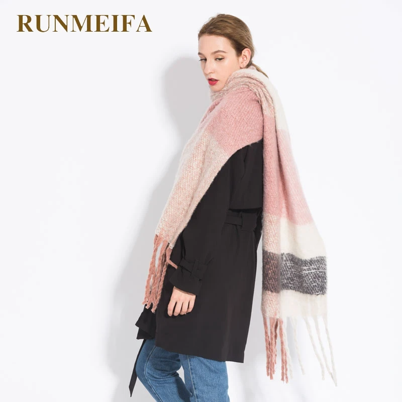 RUNMEIFA клетчатый дизайн женский зимний шарф Элегантный Пашмины палантин