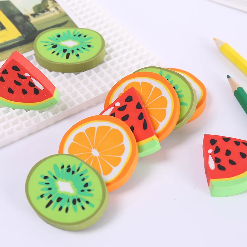Fruit Eraser Stationery Cute Model Multicolor Rubber Cartoon School Supplies Kindergarten Orange Kiwi Watermelon | Канцтовары для