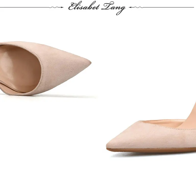 6cm heel Nude ElisabetTang красные свадебные туфли-лодочки черного цвета на высоком каблуке из флока и кожи туфли-лодочки от D’Orsay женская обувь открытые туфли на высоком каблуке обувь для вечеринок Размеры; большие размеры 32-46 - Цвет: 6cm heel Nude