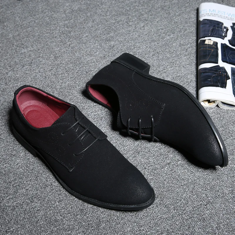 M-anxiu Big Size 38-48 Casual Shoes Men Scrub Pointed Leather Fashion Tooling Business Leisure Nightclub Driving | Обувь
