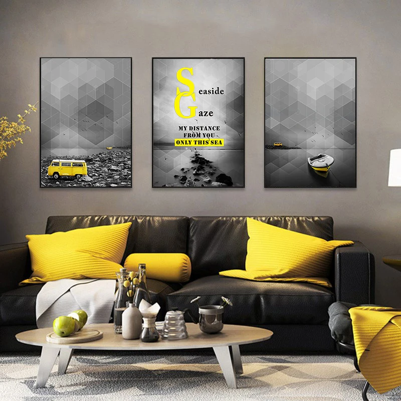 Черный и белый пейзаж картины Домашний Декор Скандинавская Картина на холсте