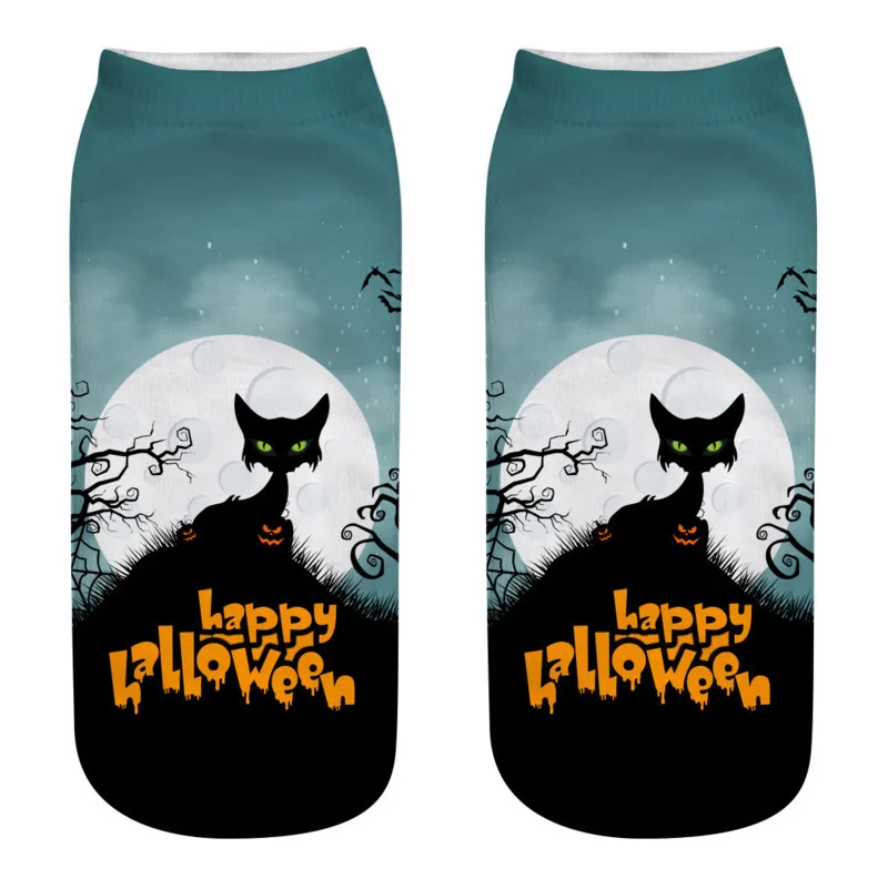 

Харадзюку на Хеллоуин, счастливые носки, 3d принт, Рождество, дышащие, Invisibles, хлопковые, забавные носки, Chaussette Femme wz *