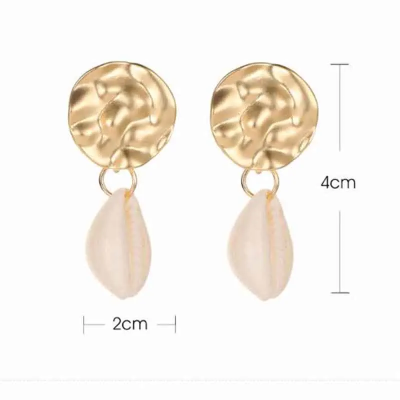Модные геометрические матовые золотые серьги кулон ракушка женские Девушки