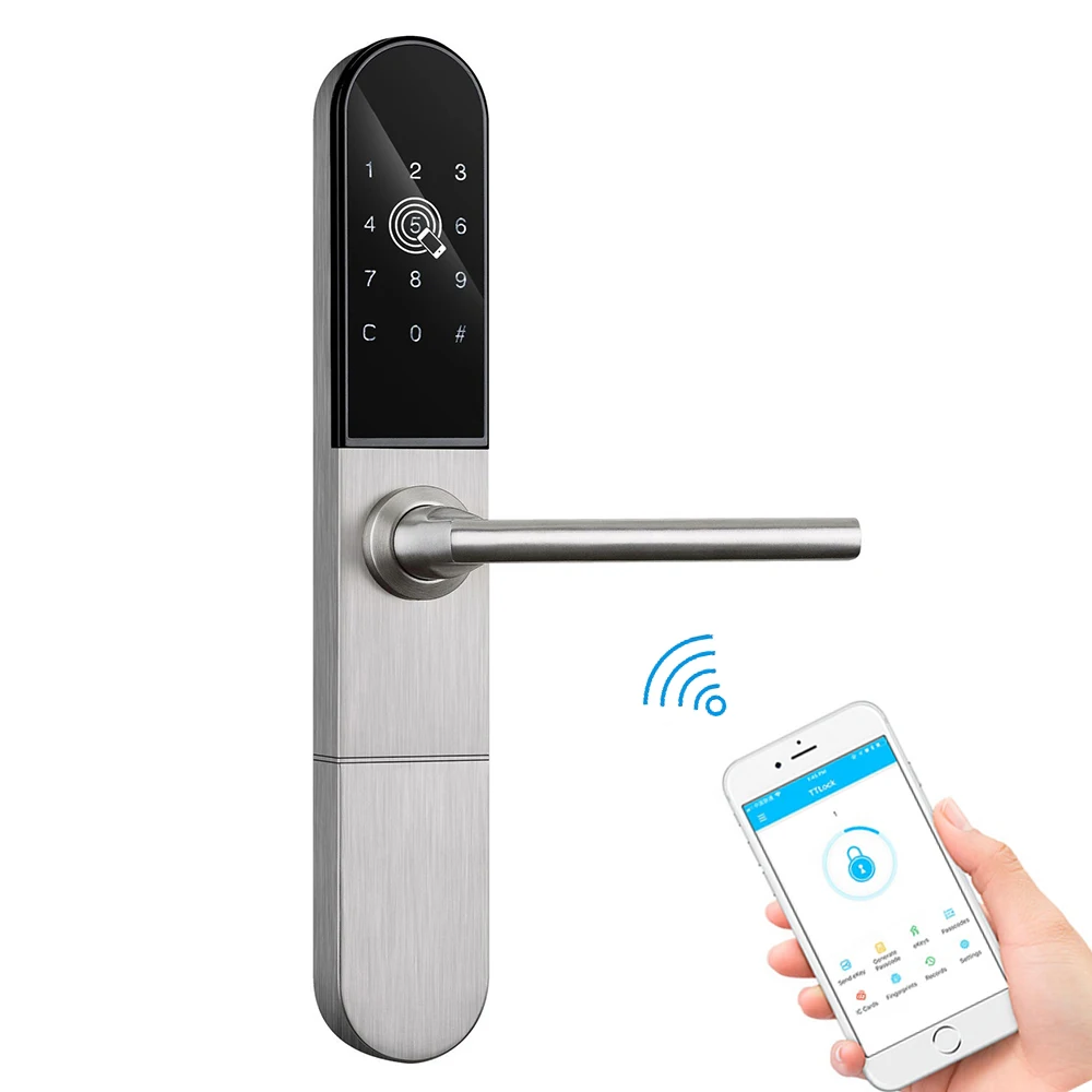 Умный дверной замок с Wi-Fi Bluetooth приложение электронный цифровой код RFID карты Алюминиевый раздвижной стеклянный крючок дверной замок