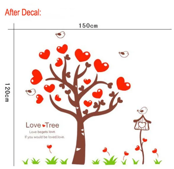 Древа любви Красный наклейки на стену в форме сердца Виниловые Искусство Дети