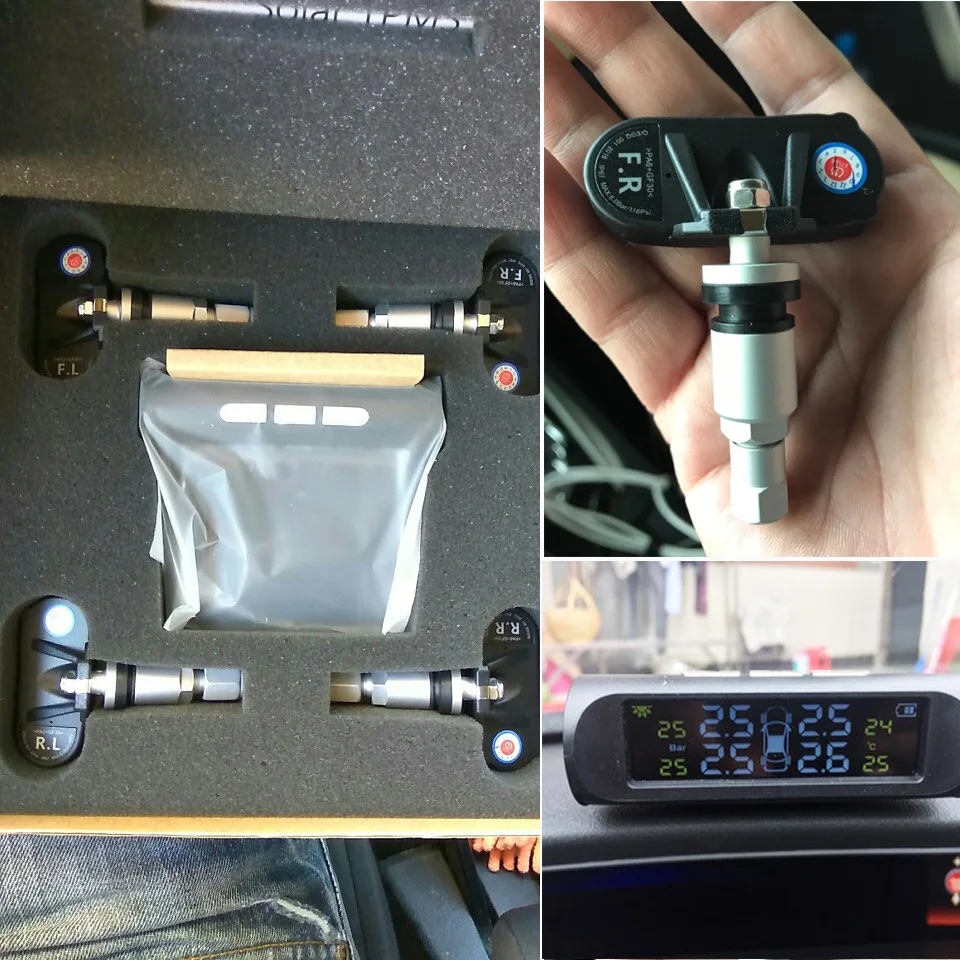 Солнечная TPMS система контроля давления в шинах беспроводной 4 внутренний/внешний