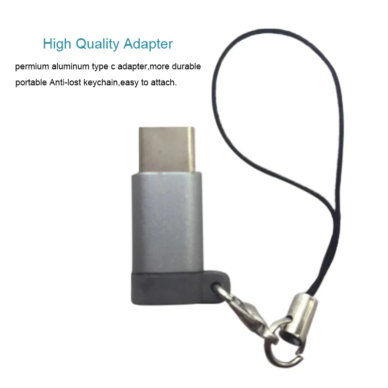 Etmakit 2 шт. USB Type C к Micro адаптеру алюминиевый конвертирующий разъем с брелком для