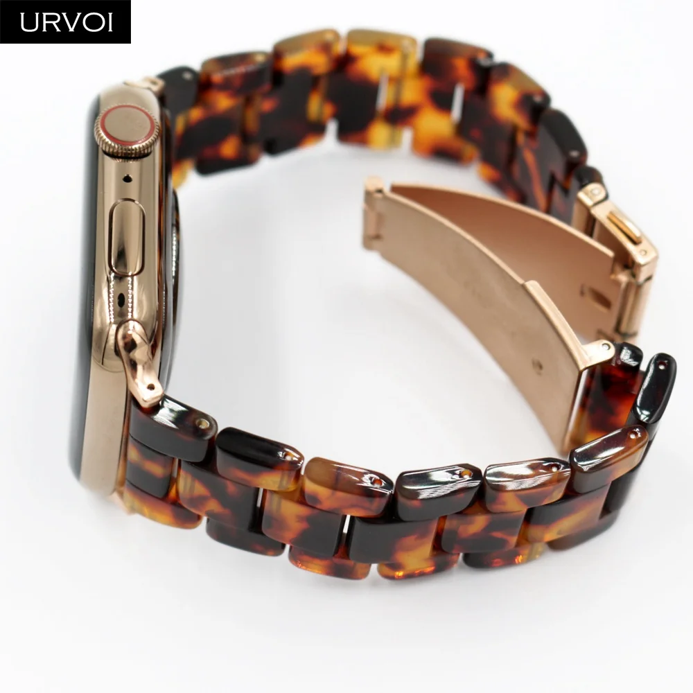 Ремешок URVOI для Apple Watch series 54 321, браслет со звеньями, 3 ряда, полимерный ремешок для iWatch, модный, дизайнерский, прочный, на запястье, 38, 40, 42, 44 мм