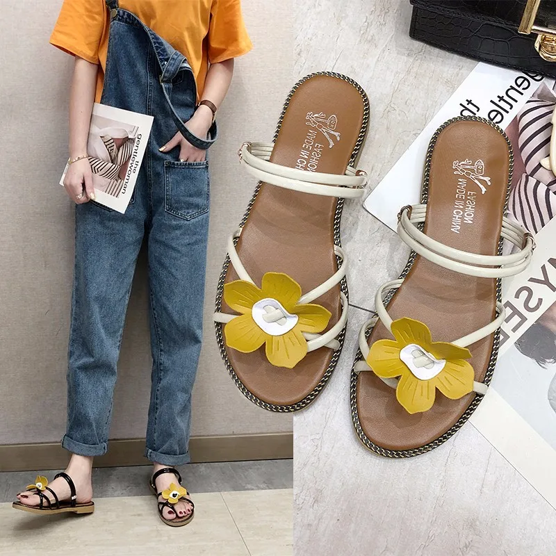 Женские шлепанцы на плоской подошве повседневные с цветами Espadrilles лето 2019 | Обувь