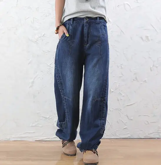 Женские хлопковые шаровары с высокой талией повседневные свободные брюки