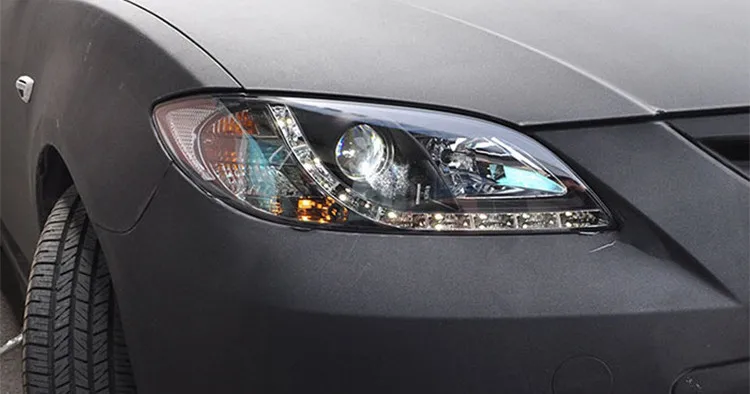 2 шт. автомобильный стиль светодиодный фары для Mazda 3 2006-2012 для головной лампы светодиодный DRL Объектив двойной луч H7 HID Xenon Биксеноновые линзы
