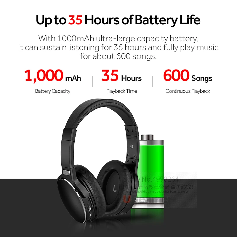 Ubeamer H1 активная шумоподавление Bluetooth 5,0 гарнитура встроенный аккумулятор 1000 мАч долгий режим ожидания беспроводные наушники