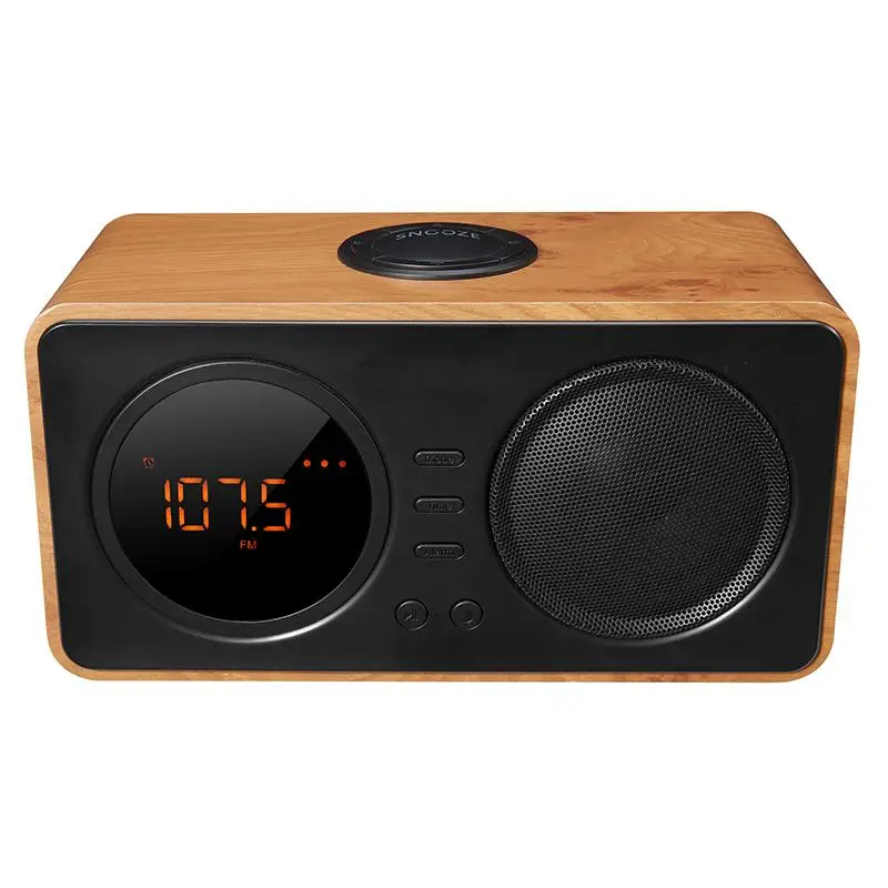 Горячая Распродажа Деревянный винтажный TF карта AUX Play FM Радио беспроводной Bluetooth мини светодиодный будильник динамик цифровой дисплей Despertador - Цвет: Коричневый