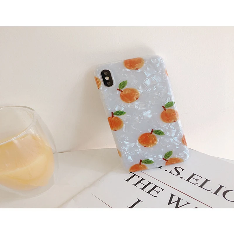 Ultra-thin Orange Shell Pattern Phone Case for iphone 6 6s 7 8 Plus All-inclusive Fall Korean Women's XS Max XR X Soft Cover |