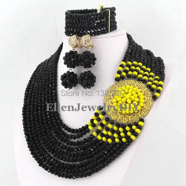 New Arrived Black Crystal Nigerian Wedding African Beads Jewelry Set WS3905 | Украшения и аксессуары