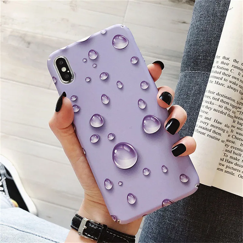 3D капли воды чехол для iPhone X XR XS MAX Жесткий ПК Полный Чехол 7 8 6 6S Plus Тонкие Матовые