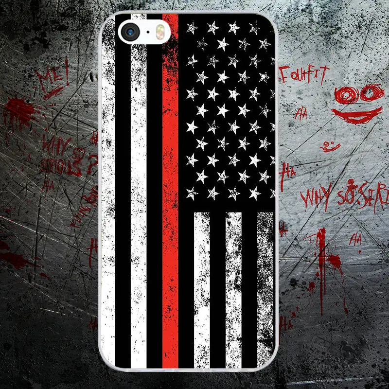 Thin Blue Line USA Flag Police Skull Soft Clear TPU Silicone Mobile Phone Cases for iPhone X 8 8Plus 6 6s 7 Plus SE 5 5S 5C 4 4S | Мобильные