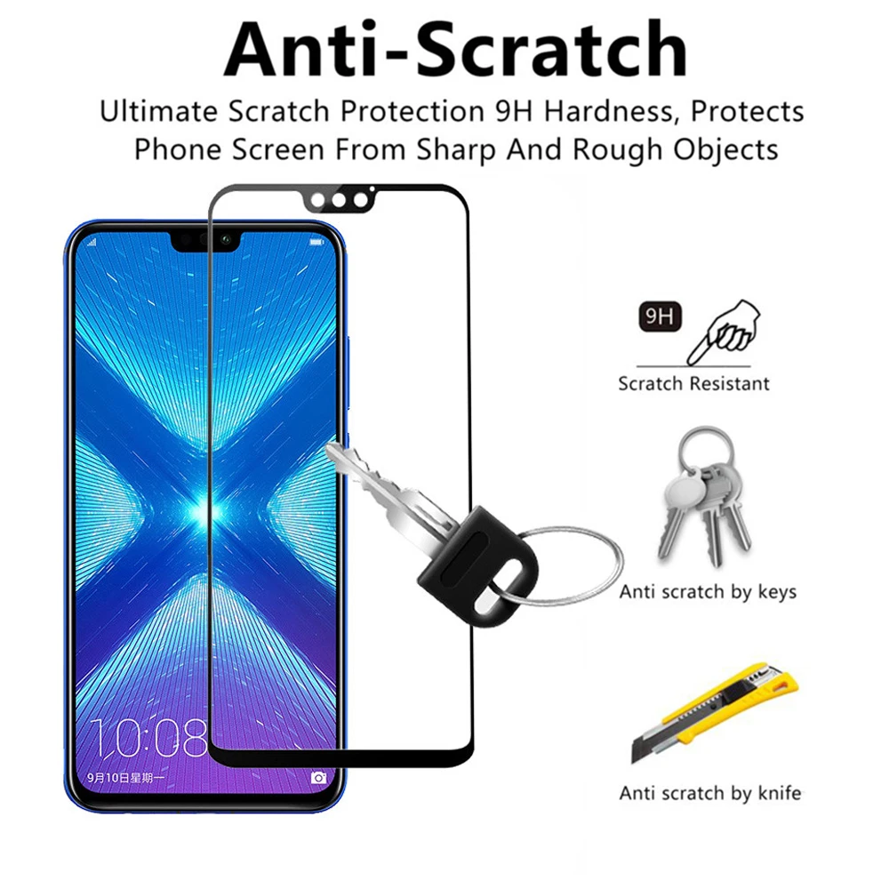 Glass on honor 8x screen protector protective film tempered glas for huawei hono 8a 8c 8 a c x a8 c8 x8 tremp honor8x honor8a 9h | Мобильные
