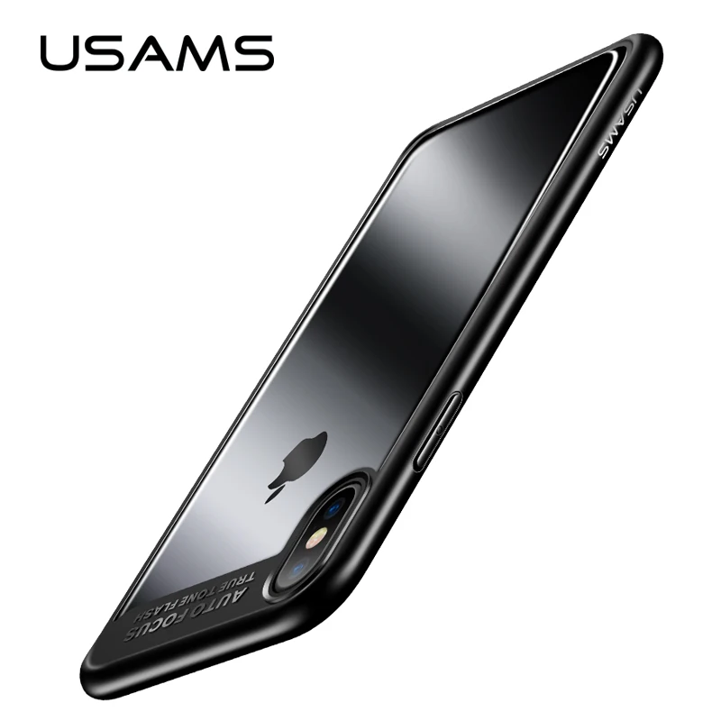 Чехол для iPhone X полная защита USAMS ТПУ и акриловая прозрачная задняя крышка чехлы