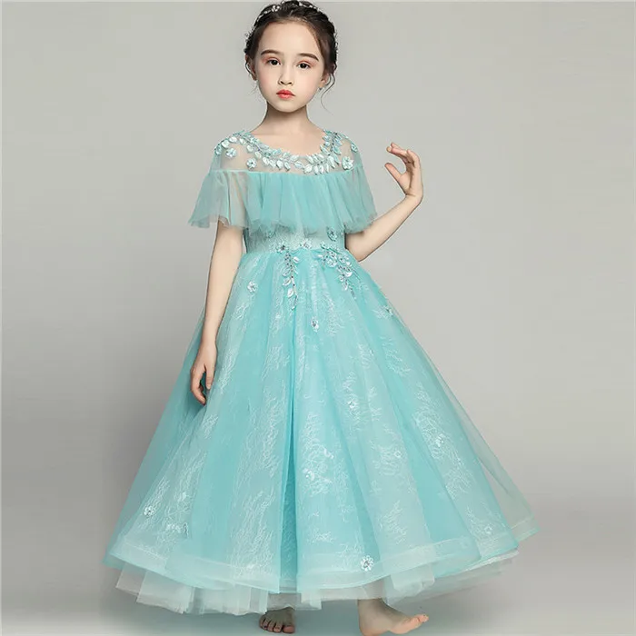 long dress as pic Новинка года; длинное платье принцессы с цветами для дня рождения, свадьбы, праздника, вечеринки; Подростковая модель для малышей; платье для фортепиано костюм - Цвет: long dress as pic
