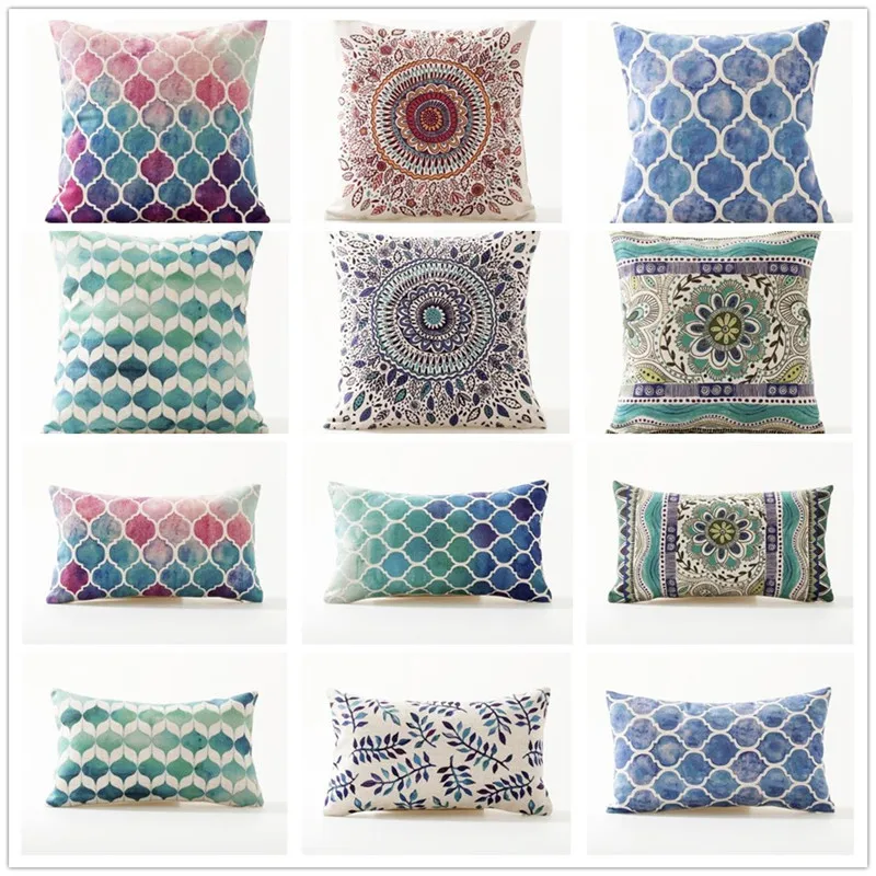 

Bohemian Morocco Pillow Case Decorative Pillows Cover Geometric Home Blue cushion cover