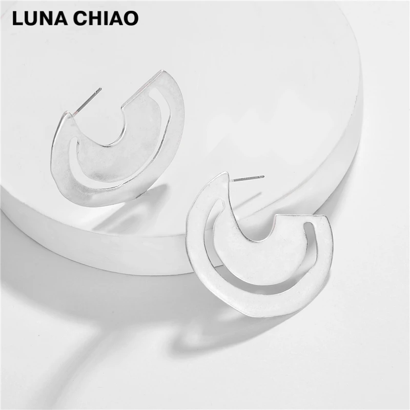 LUNA Чао носить цвета: золотистый серебристый покрытие лунный Форма Хооп серьги