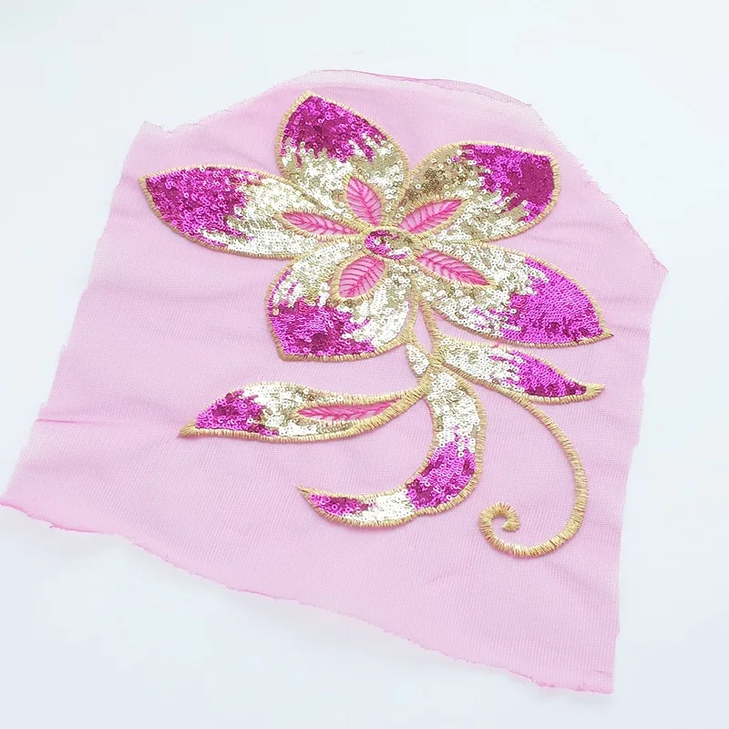 2 шт./лот Цветочная аппликация в виде лотоса с блестками вышивка вручную 3D Золотой