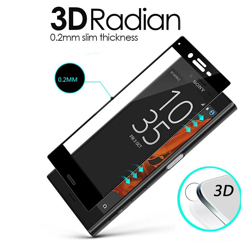3D закаленное стекло для Sony Xperia XA XA1 XA2 Ultra X Compact XP XZ XZ2 XZS изогнутая Защитная пленка