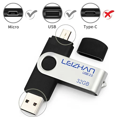 Micro-USB 2.0-Black LEIZHAN OTG USB флеш-накопитель для samsung Galaxy S7, S7Edge, S6, S6 Edge, S5, S4, S3 Micro USB 128 Гб 64 ГБ 32 ГБ 16 ГБ 8 ГБ 4 ГБ - Цвет: Micro-USB 2.0-Black