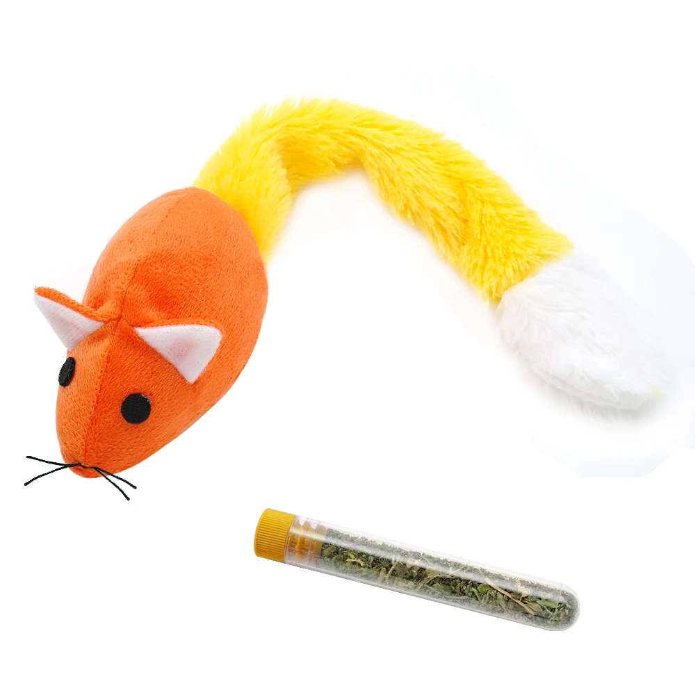 Кошачья мята игрушки кошки Аксессуары для кошек длинный хвост плюшевая Интерактивная Мышь игрушки кошки с бесплатным кошачьей мяты для кошек котенок играет 4 цвета - Цвет: Цвет: желтый